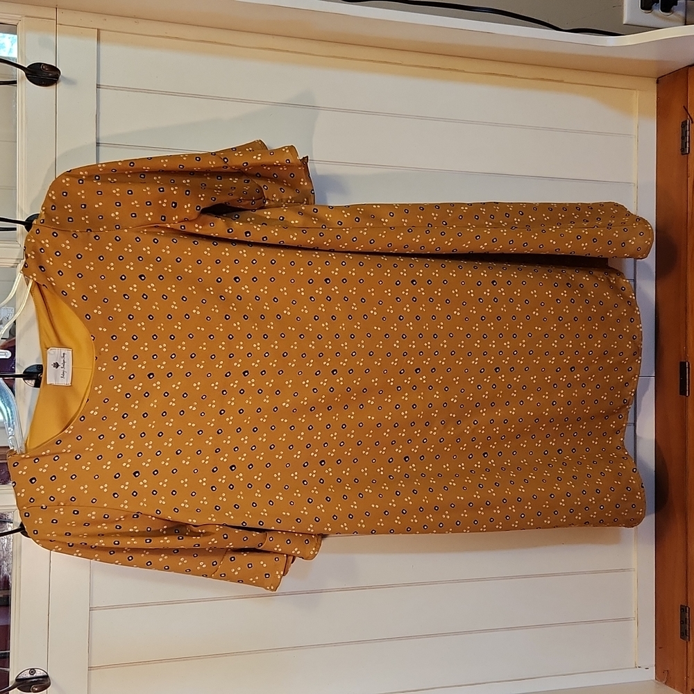 Mustard Printed Flutter Sleeve Shift Dress- Medium